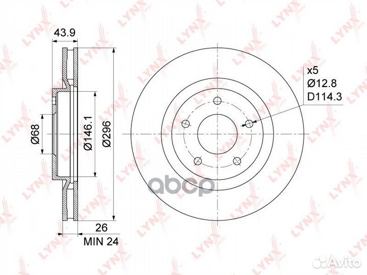 Диск тормозной перед. 296x26 nissan Qashqai(J