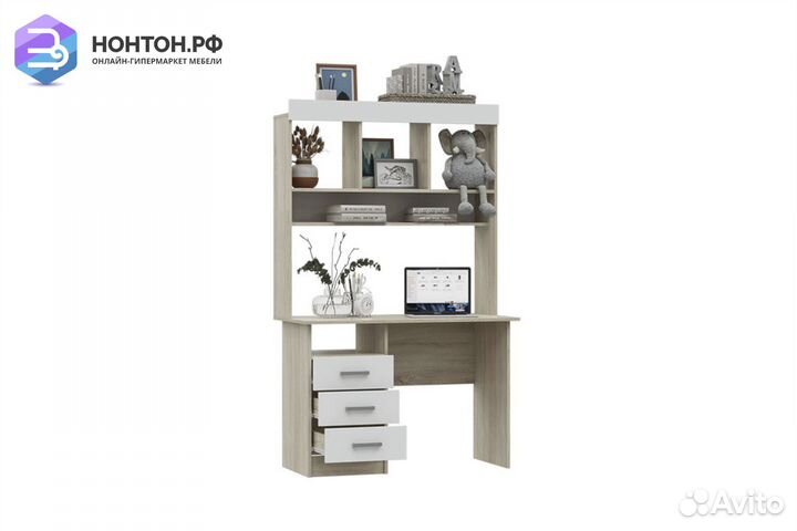 Стол с надстройкой Мартина белый / дуб сонома