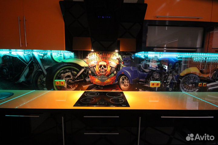 Фартук из стекла на кухню заказать Стеновая панель