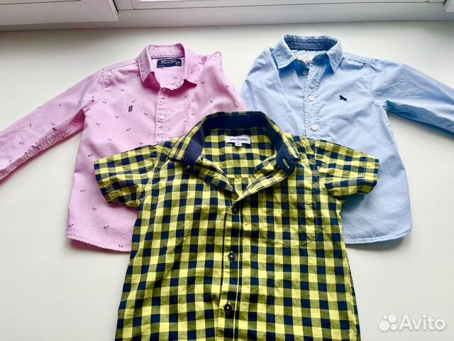 Рубашки для мальчика 92, 98, 116 см, HM, голубая