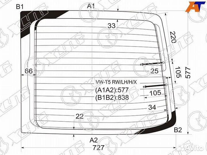 Стекло двери багажника левое VW Transporter T5