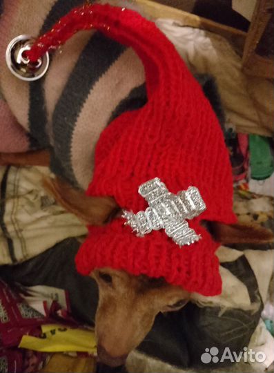 Новогодняя шапочка для маленькой собачки
