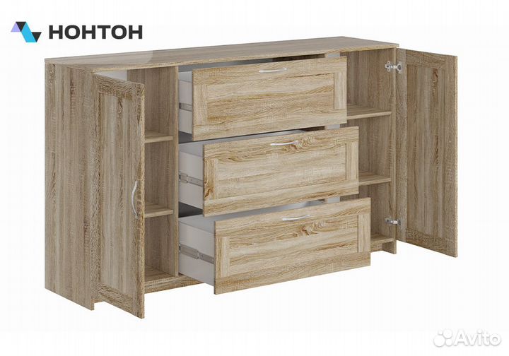 Комод с дверцами Сириус 3 ящика сонома