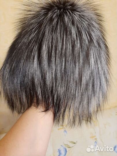 Шапка женская зимняя вязаная из чернобурки