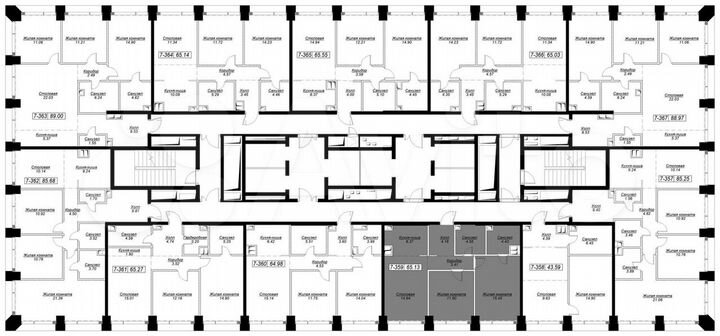 2-к. квартира, 65 м², 27/55 эт.