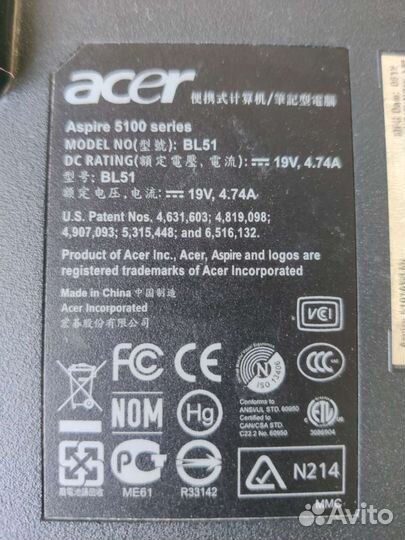 Ноутбук Acer aspire 5100