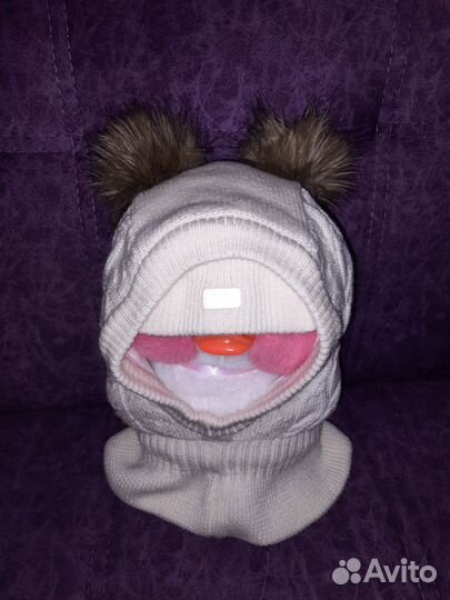 Зимняя шапка-шлем для девочки