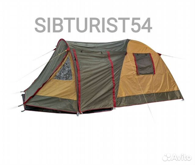 Палатка 4-х местная с тамбуром и навесом TR-1916