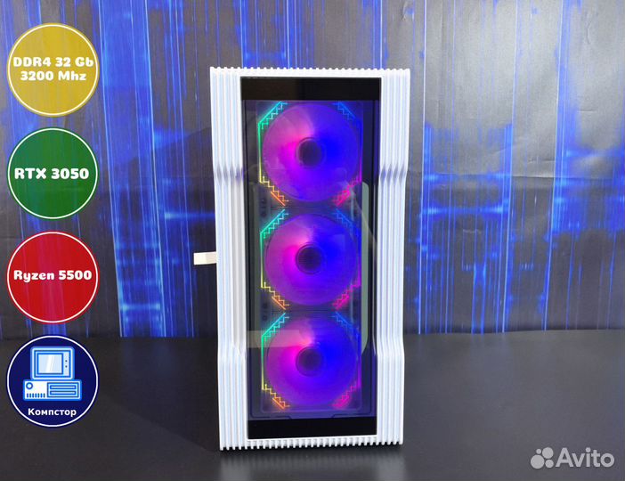 Сборка мощного пк AMD5500-RTX3050-32DDR4-UNW39-A520