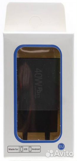 Зарядное устройство 40W (2 USB Type-C - Power Delivery) (черный)