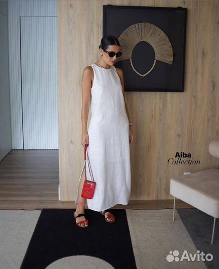 Женское пляжное платье из льна