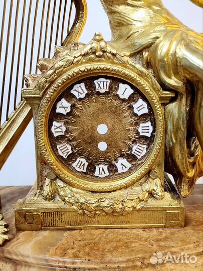 Каминные бронзовые часы 19 век