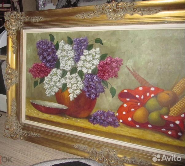 Большая Картина. Рама. Натюрморт.Холст, масло