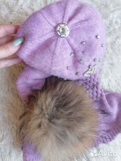 Шапка шлем для девочки, р. 50-52