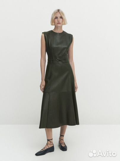 Новое женское кожаное платье Massimo Dutti