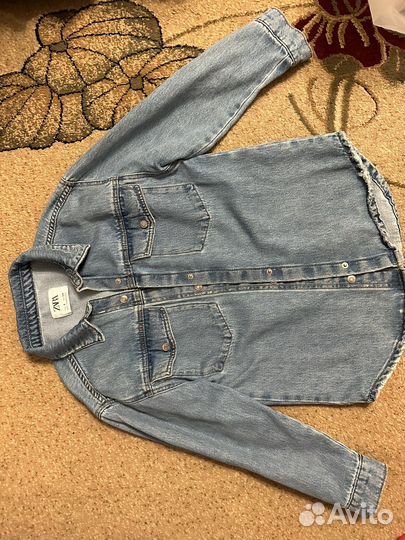 Джинсовая рубашка zara 134 для девочки