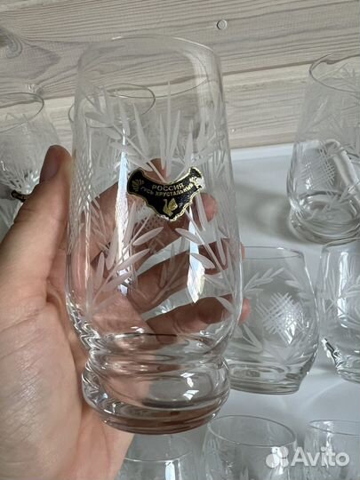 Набор стаканов, рюмок гусь хрустальный