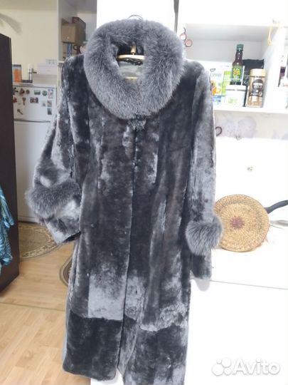 Шуба, серебристый мутон, 52-54