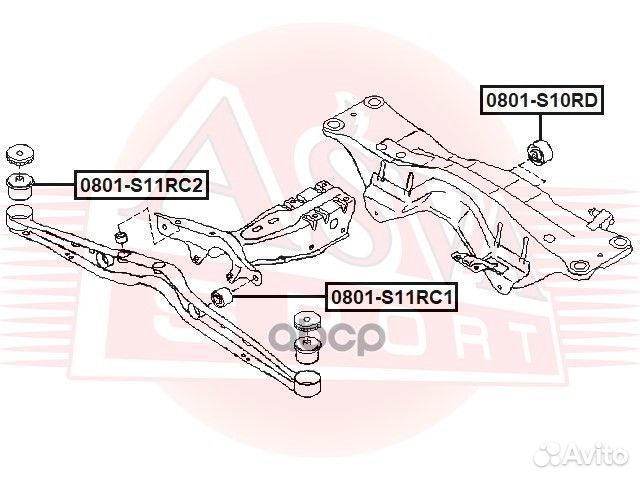 Сайлентблок подушки дифференциала 0801-S10RD asva