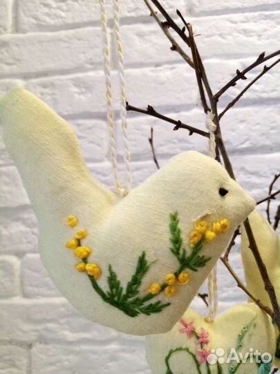 Для пасхального дерева Птички-подвески с вышивкой