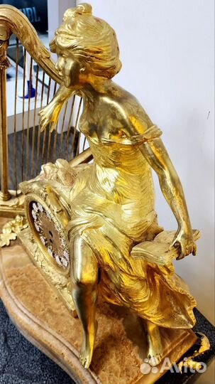 Каминные бронзовые часы 19 век