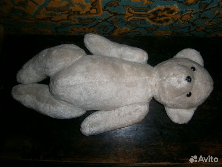 Игрушка СССР большой Белый медведь солома опилки