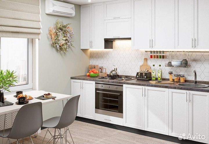 Кухонный гарнитур Сканди-03 White Softwood, Graphi