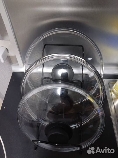 Крышки стеклянные для сковород на подставке