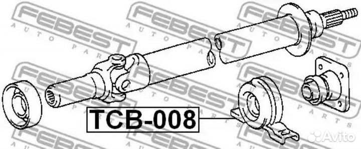 Febest TCB-008 Подшипник опоры карданного вала зад