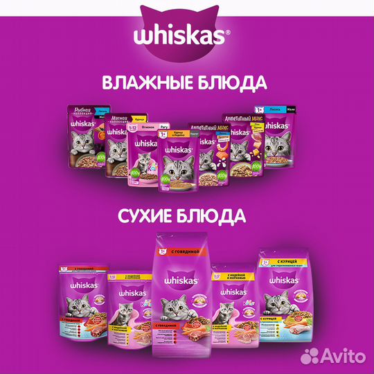 Корм для кошек влажный и сухой whiskas и другие