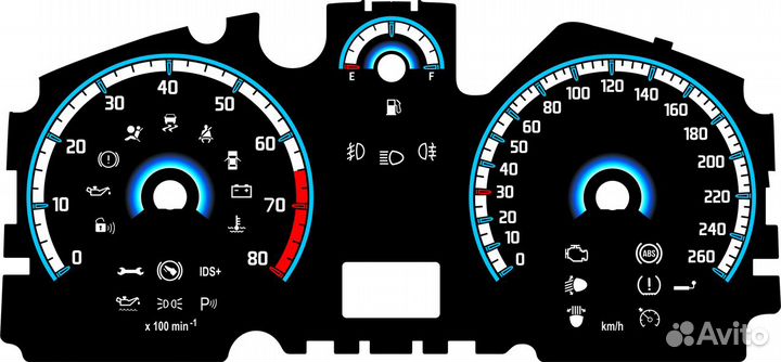 Шкала приборной панели на Opel Astra H