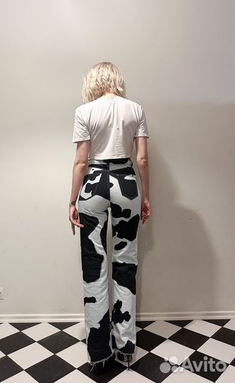 Джинсы прямые с необработанным краем