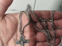 Мужская серебряная цепь с крестом
