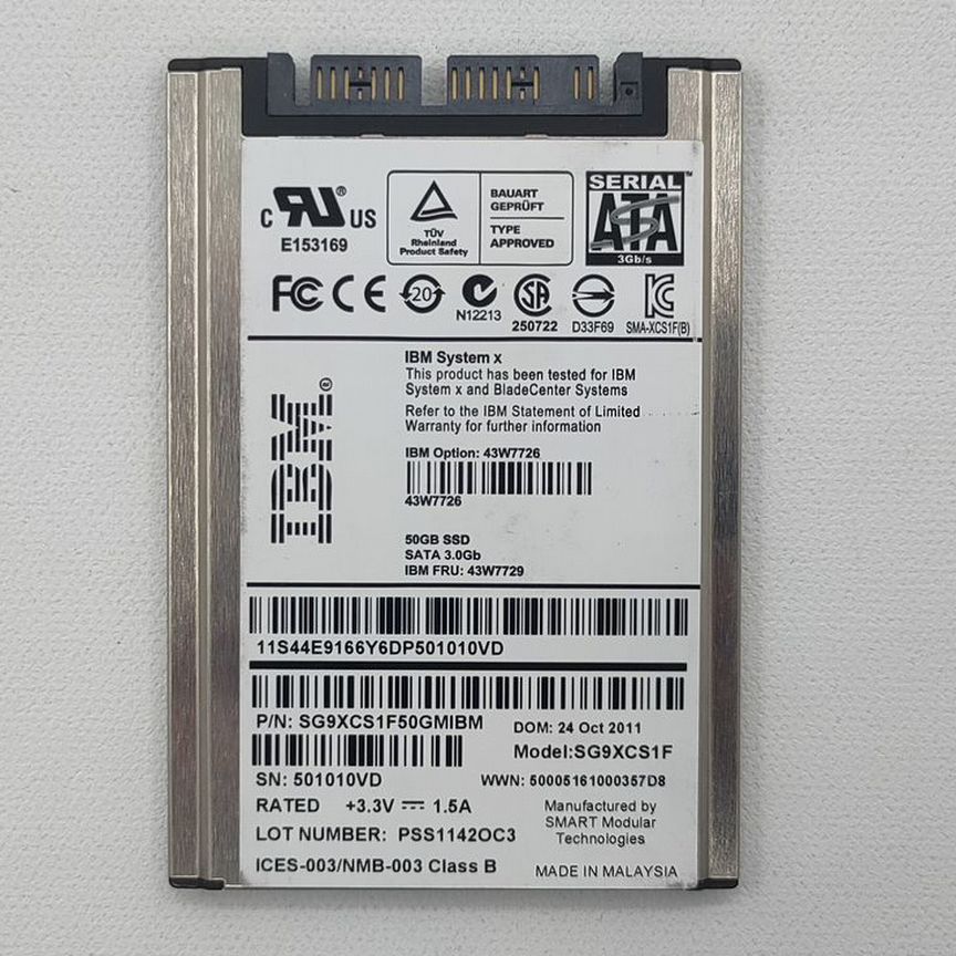 [SG9XCS1F50GMIBM] Ssd Диск Sg9xcs1f, 43w7726, 43w77