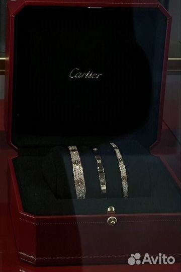 Браслет Cartier love тонкий белое золото