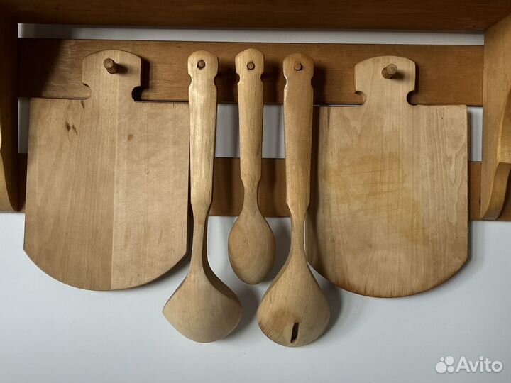 Полка кухонная утварь деревянная СССР роспись