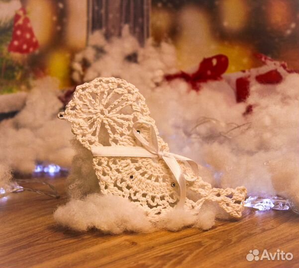 Украшение на ёлку. Вязанные снежинки