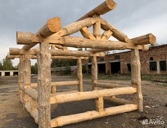 Беседка из бревна post beam