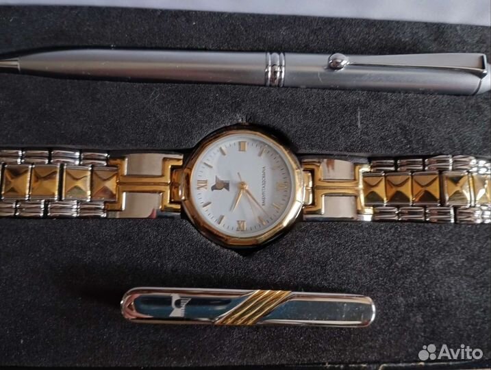 Мужской набор. Часы, зажим для галстука, ручка нов