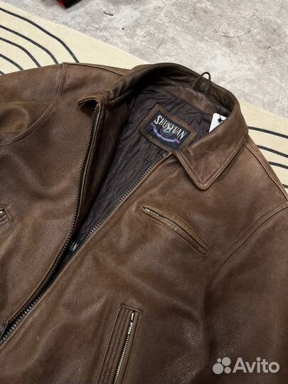 Винтажный пилотный бомбер из натуральной плотной к