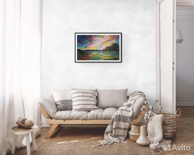 Современная картина, пейзаж, закат