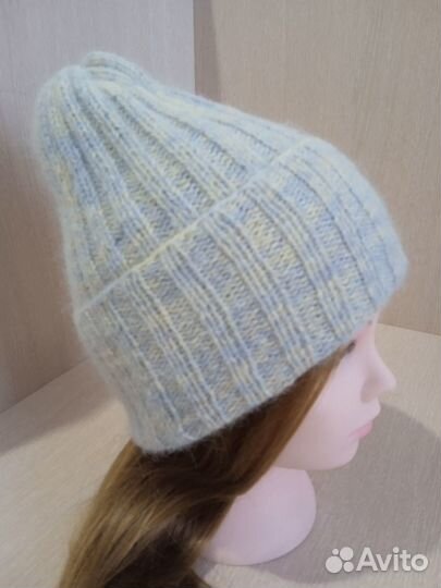 Шапка-бини пух норки меланж