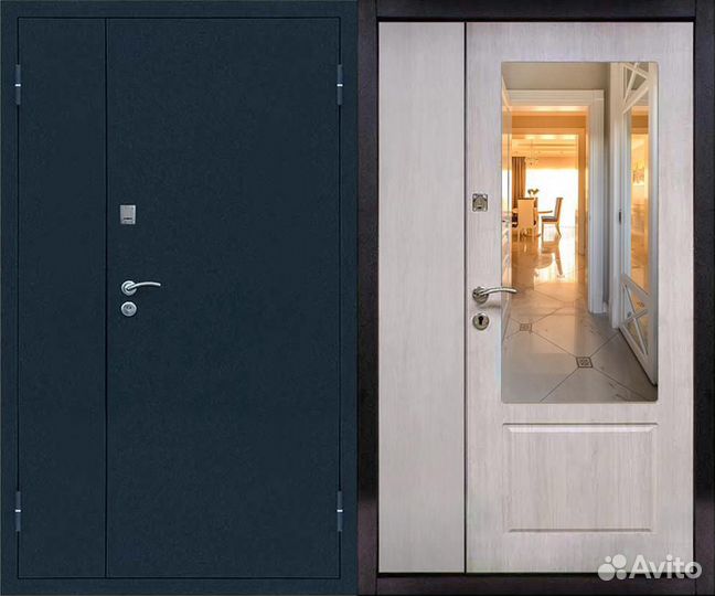 Дверь металлическая с зеркалом дз-12