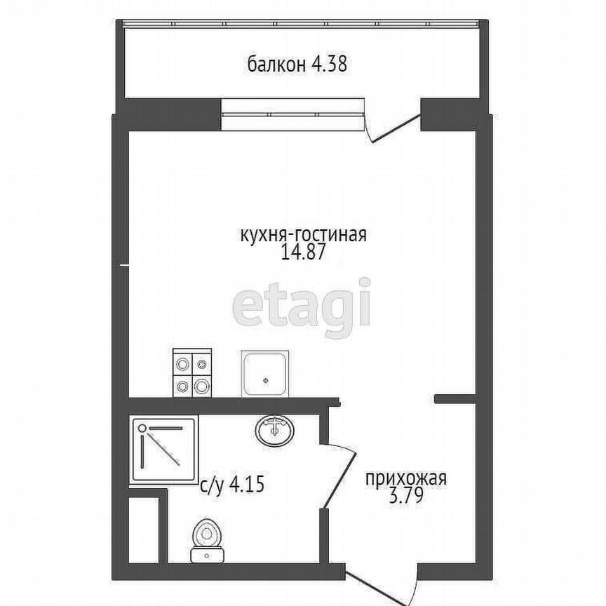 Квартира-студия, 24,1 м², 10/12 эт.