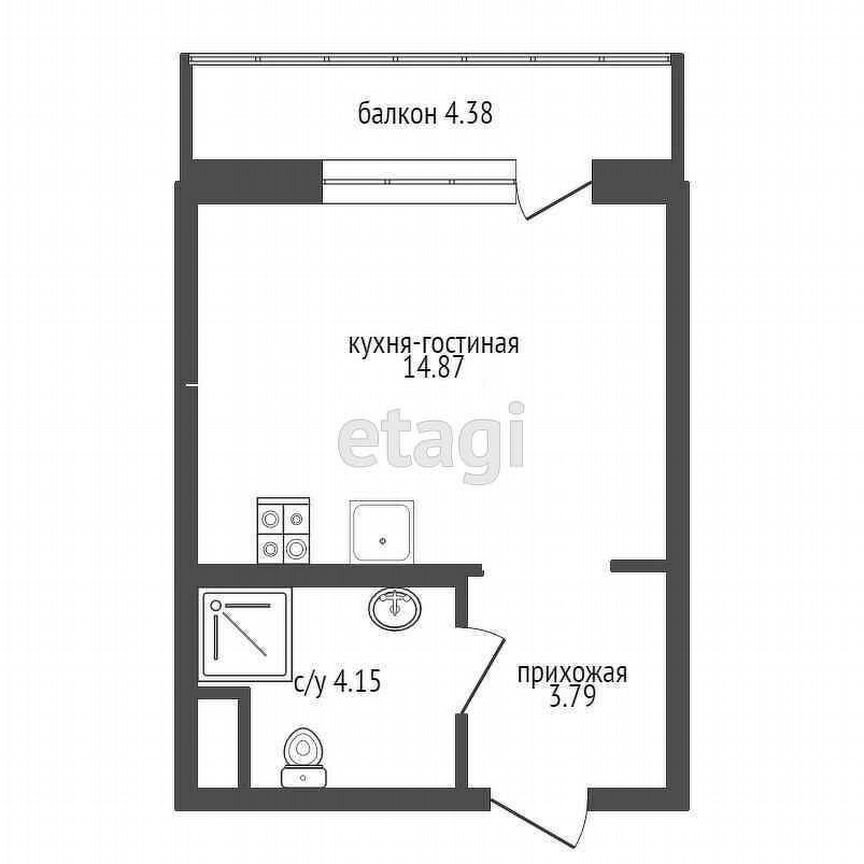 Квартира-студия, 24,1 м², 10/12 эт.