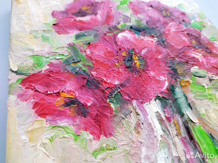 Картина маслом на холсте Маки в вазе