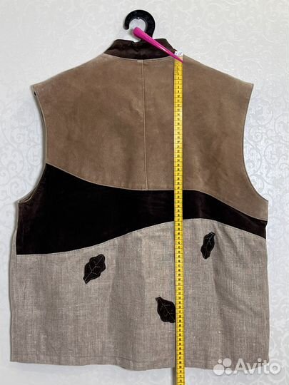Баварский жилет, замша/лен, ог.114, винтаж