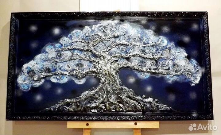 Картина в интерьер, дерево, 3Dпанно