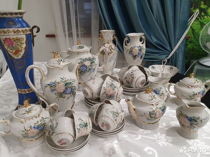 Сервиз чайный и сервиз кофейный. Тончайший фарфор