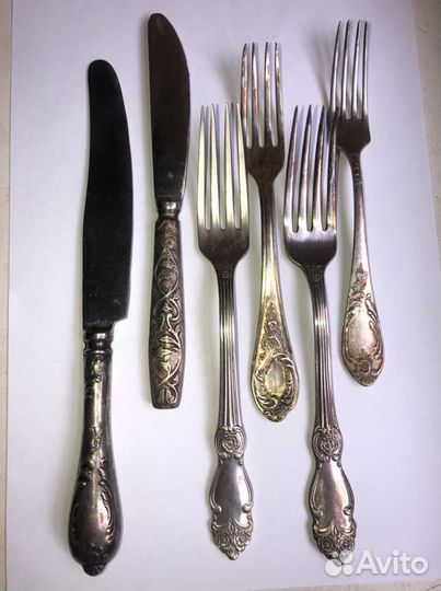 Вилка нож ложка СССР мельхиор кольчугино